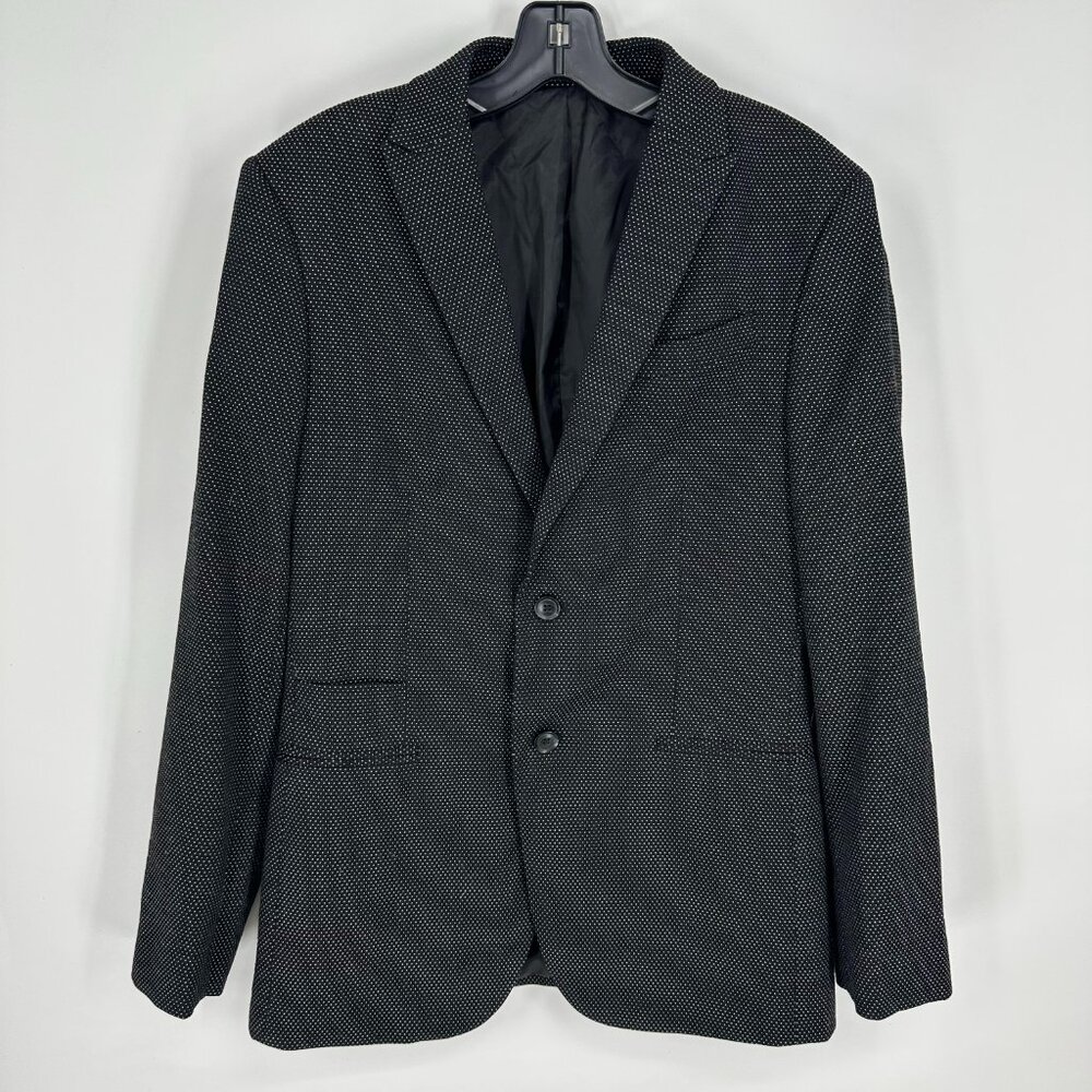 J. Ferrar Sports Coat Blazer 38R Mens‎ 2 Button Suit Jacket Black Dot Print